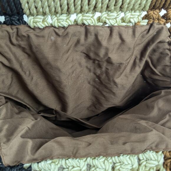 Vintage Hand Crafted Crochet Macrame Wooden Handle Tote - Picture 5 of 5